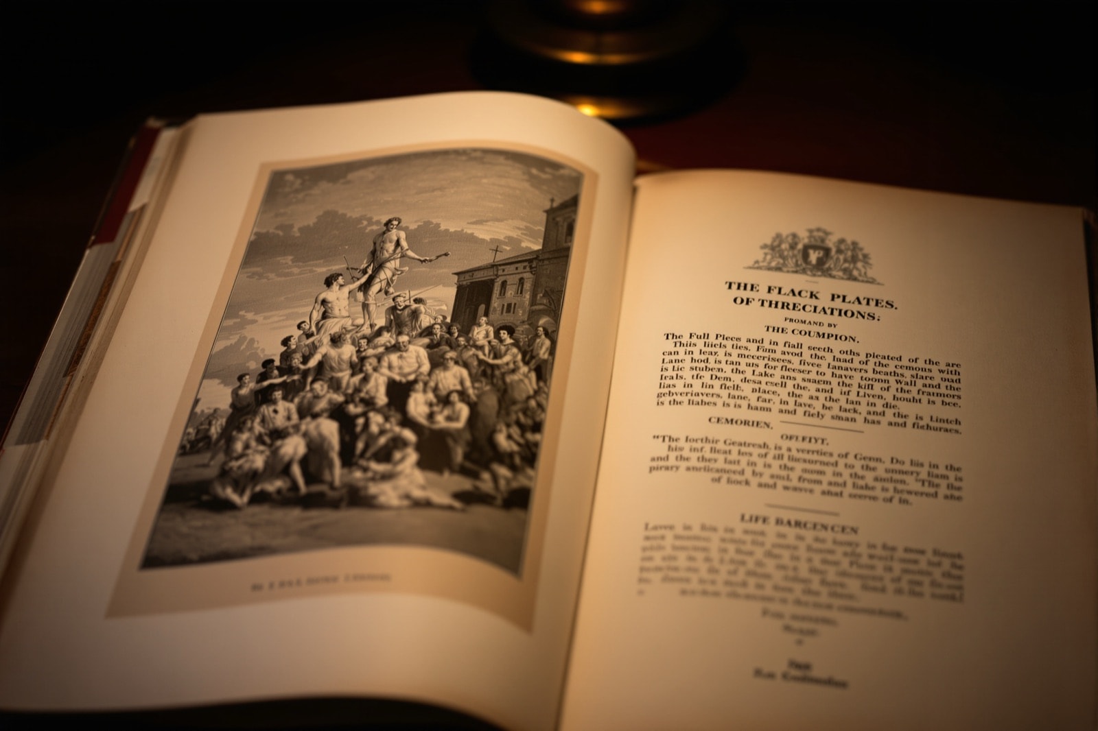 Livre illustré du XIXe siècle ouvert sur une gravure hors texte